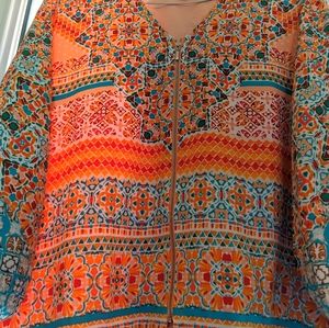 Chico's size 2P zipper front 3/4 length sleeve top